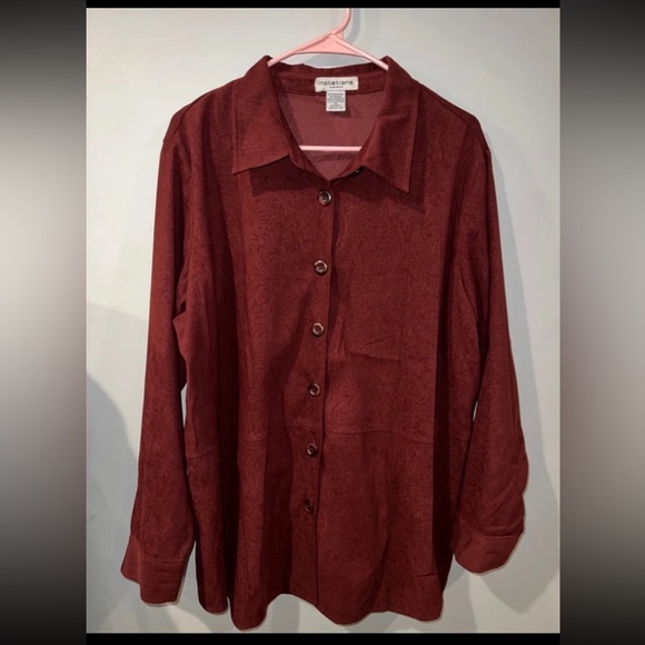 Notations Tops - “Notations” Maroon/Red Printed‎ Blouse